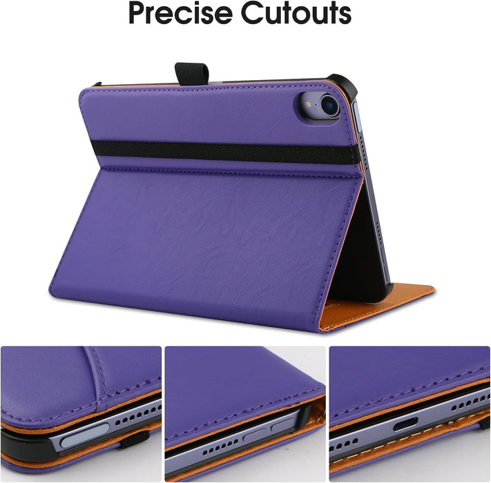 iPad Mini 6 Case 2021 (6th Generation), Premium PU Leather Folio Stand Smart Protective Cover - Purple