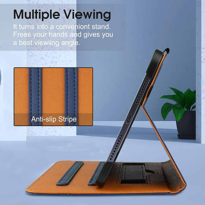 iPad Mini 6 Case 2021 (6th Generation), Premium PU Leather Folio Stand Smart Protective Cover - Dark Blue