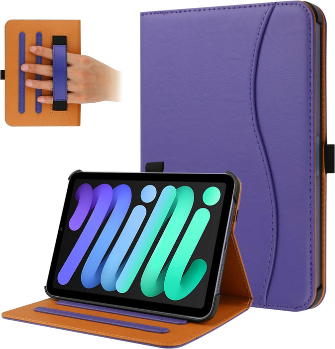 iPad Mini 6 Case 2021 (6th Generation), Premium PU Leather Folio Stand Smart Protective Cover - Purple