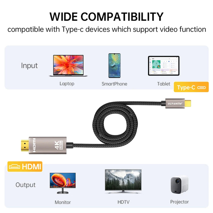 USB C to HDMI Cable 4K60Hz UHD - 1.0M