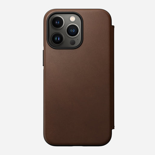 Nomad Modern Leather Folio Case For iPhone 13 Pro - Rustic Brown