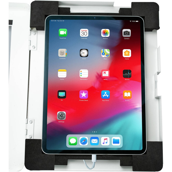 CTA Digital Locking Tablet Wall Mount for Select iPads, Galaxy Tablets, and More - White