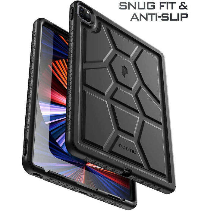 Poetic TurtleSkin Heavy Duty Designed for iPad Pro 12.9 2021-2020-2018 5th-4th-3rd Generation, Rugged Shockproof Drop Protection Kids Friendly Silicone Cover Case - Black