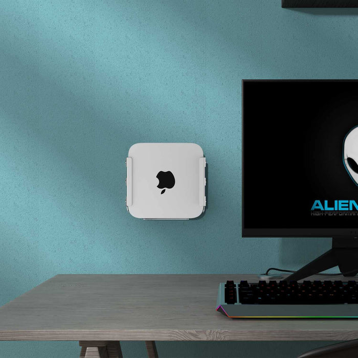 Studio Mount, Aluminium Desktop, Under Desk, Wall Mount Stand for Mac Studio, Compatible VESA Holder with Anti-Scratch Pad - Silver