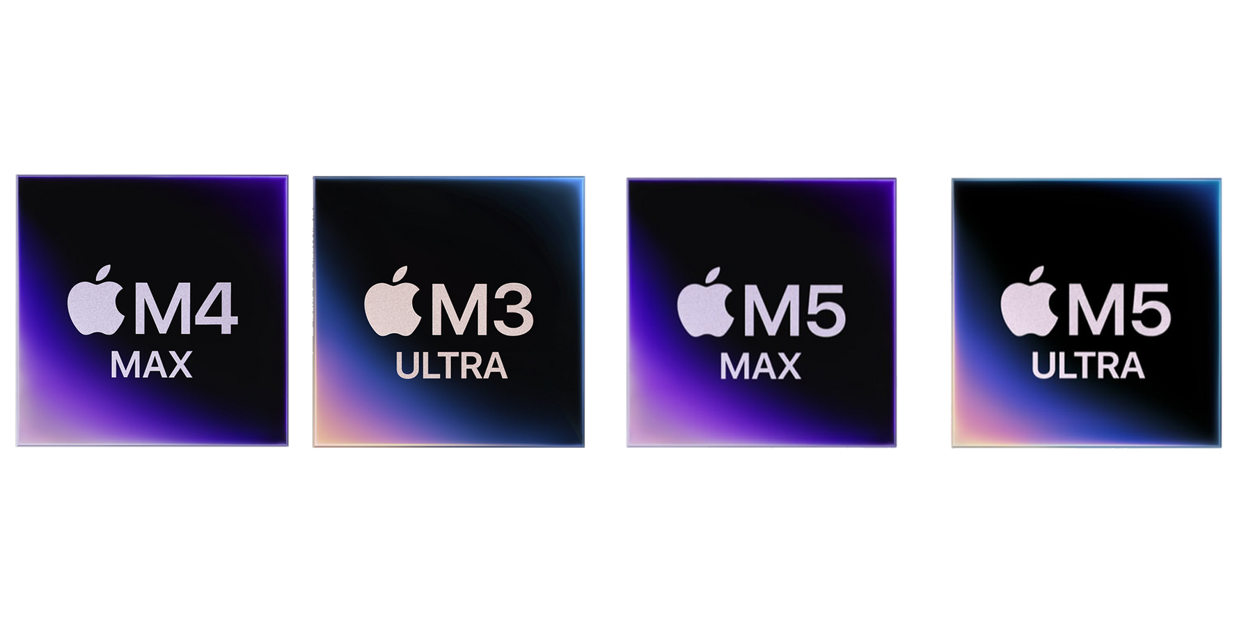 Apple M4 Max, M3 Ultra, M5 Max and M5 Ultra chips compared