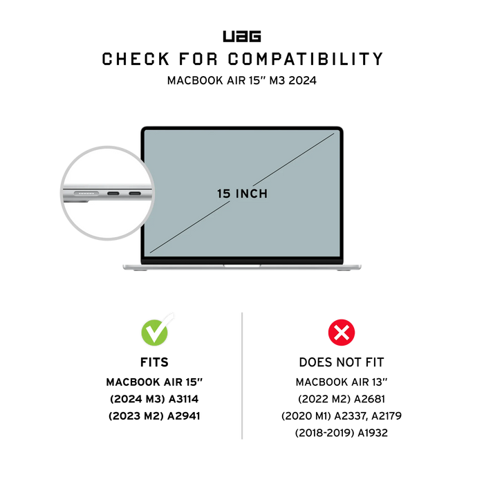 UAG Plyo Rugged Case for MacBook Air 15" M2/M3/M4 - Ice Black