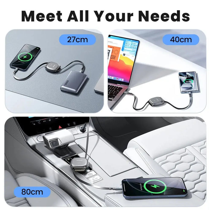 100W Retractable USB - C to USB - C Cable – Mini Compact Fast Charger & Data Cable - Macfixit Australia