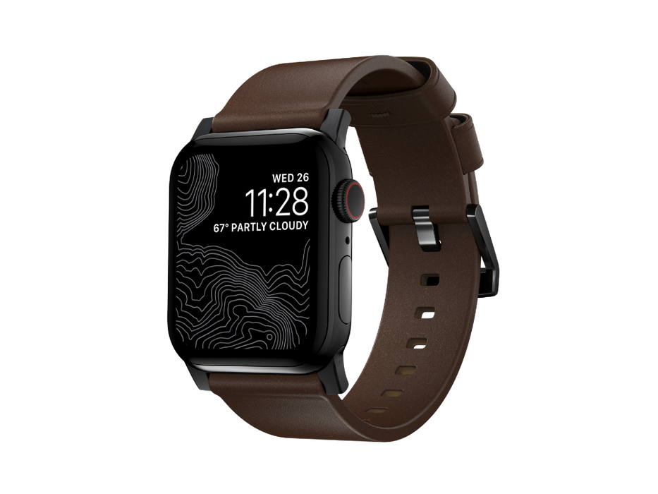 NOMAD Modern Band – Brown Horween Leather (Black Hardware) | Apple Watch (40–42mm)