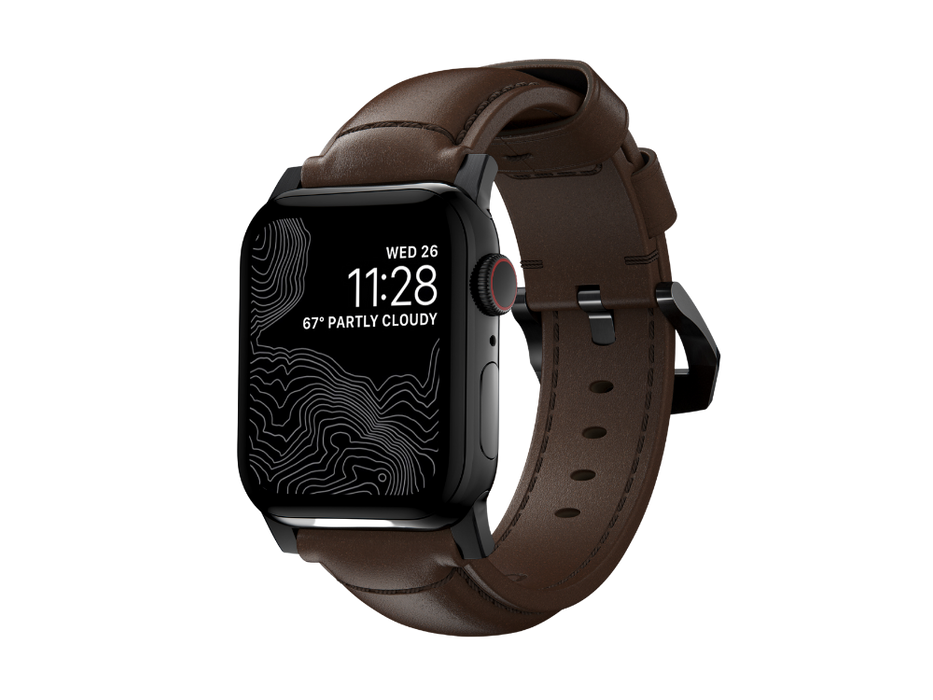 NOMAD Modern Band – Brown Horween Leather (Black Hardware) | Apple Watch (44–46mm / Ultra)