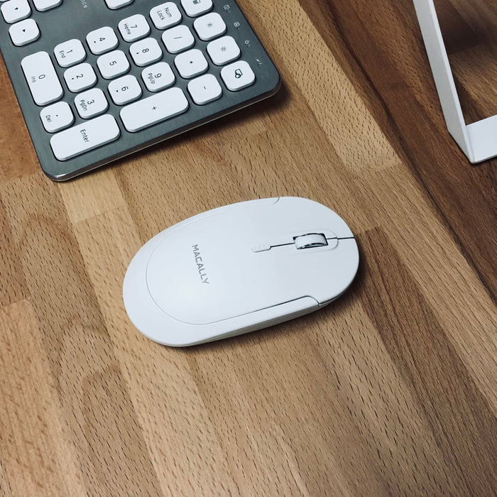 Macally Silent Bluetooth Mouse for Mac and PC (White)