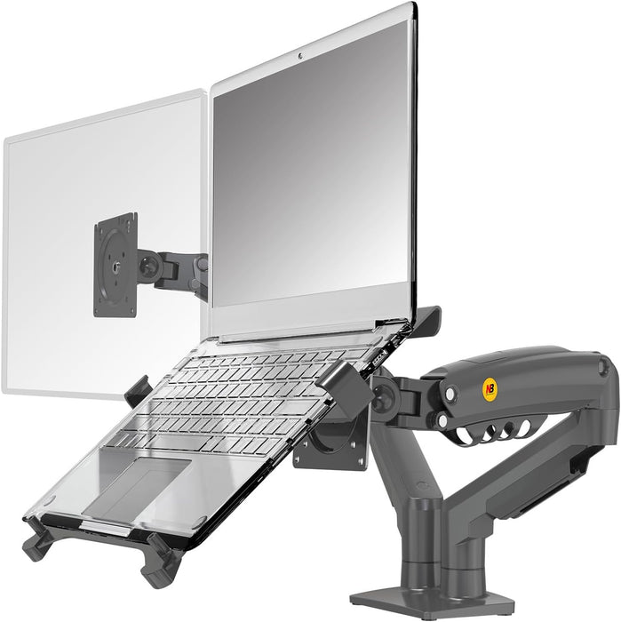 NB North Bayou F160-FP Dual Monitor & Laptop Desk Mount – For 10"–17" Laptops or 17"–30" Monitors (Up to 9kg) – Black