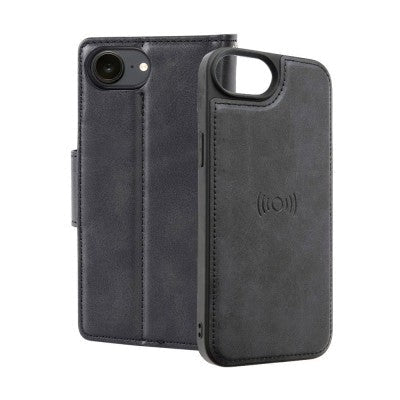 2 in 1 Detachable Magnetic Flip Leather Wallet Cover Case for iPhone 16e - Black - Macfixit Australia