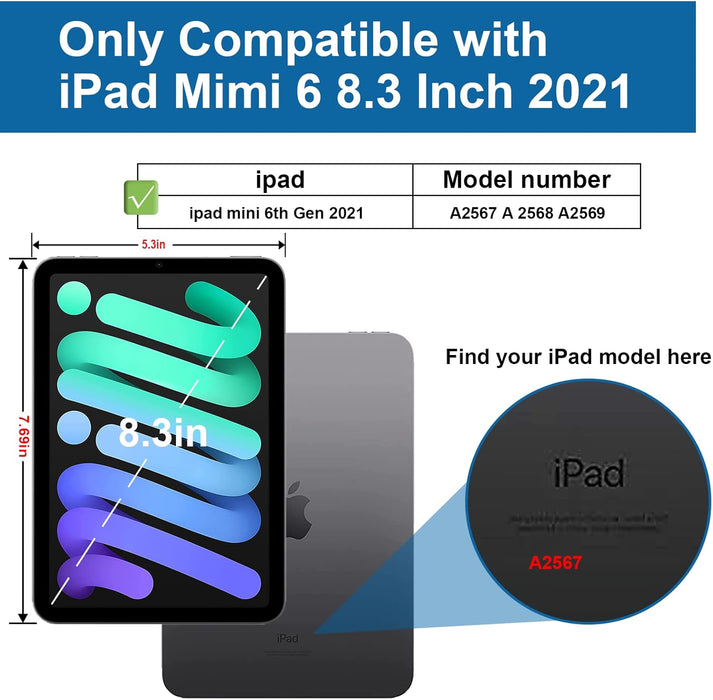 iPad Mini 7 Case (A17 Pro)/iPad Mini 6 Case, 8.3-inch Kids Case With Built-in Pencil Holder, 360° Rotating Handle Stand