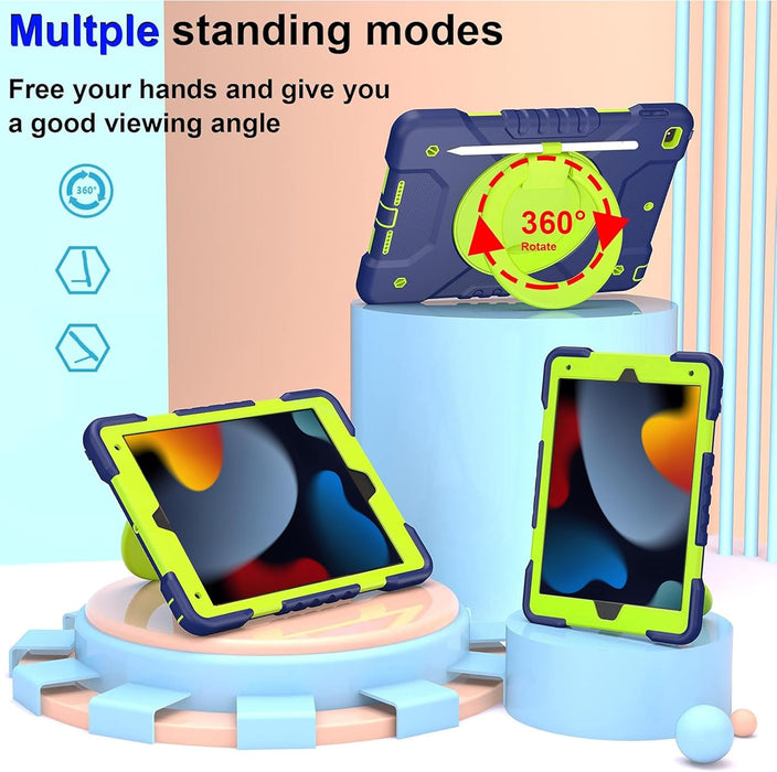 Heavy Duty Rotating iPad Case with Handle, Strap & Pen Holder (iPad 7th–9th Gen)