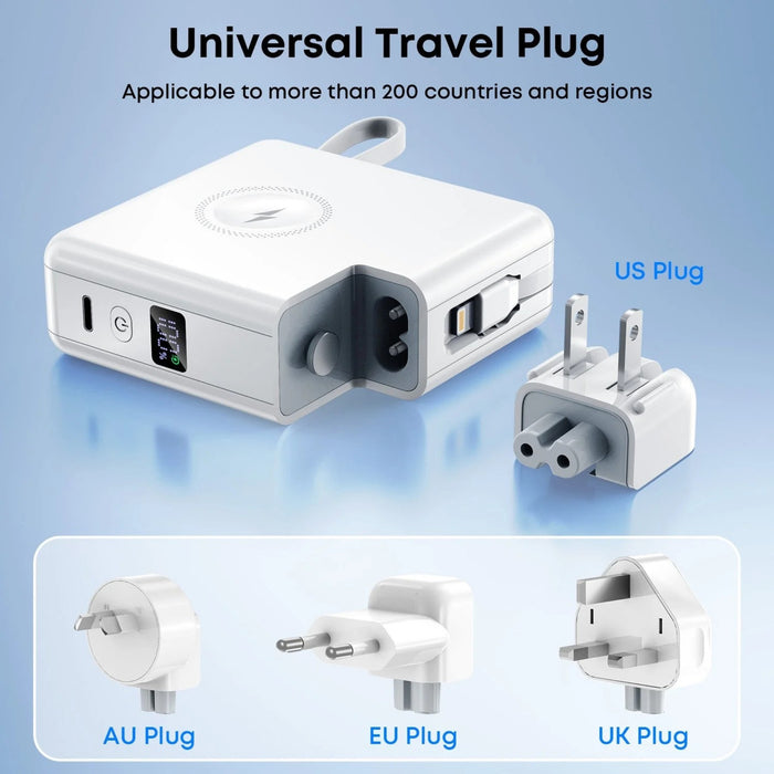 5-in-1 Qi2 Magnetic 10000mAh Power Bank with Wall Plug & Built-in Cables Macfixit Australia