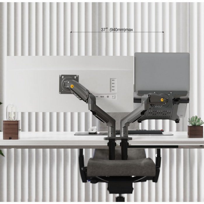 NB North Bayou F160-FP Dual Monitor & Laptop Desk Mount – For 10"–17" Laptops or 17"–30" Monitors (Up to 9kg) – Black
