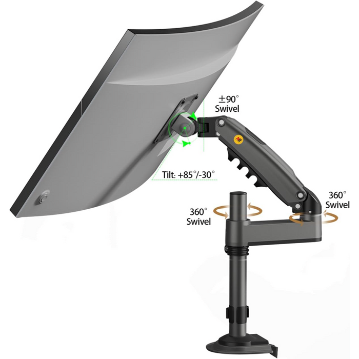 NB North Bayou Long Arm Gas Spring Monitor Desk Mount – For 17" to 35" Monitors