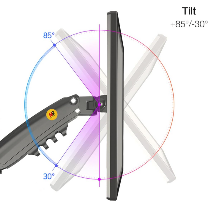NB North Bayou Long Arm Gas Spring Monitor Desk Mount – For 17" to 35" Monitors
