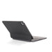 A black tablet case with an attached keyboard and kickstand, shown at an angle on a white background with the Keyscoo logo in the top-left corner.