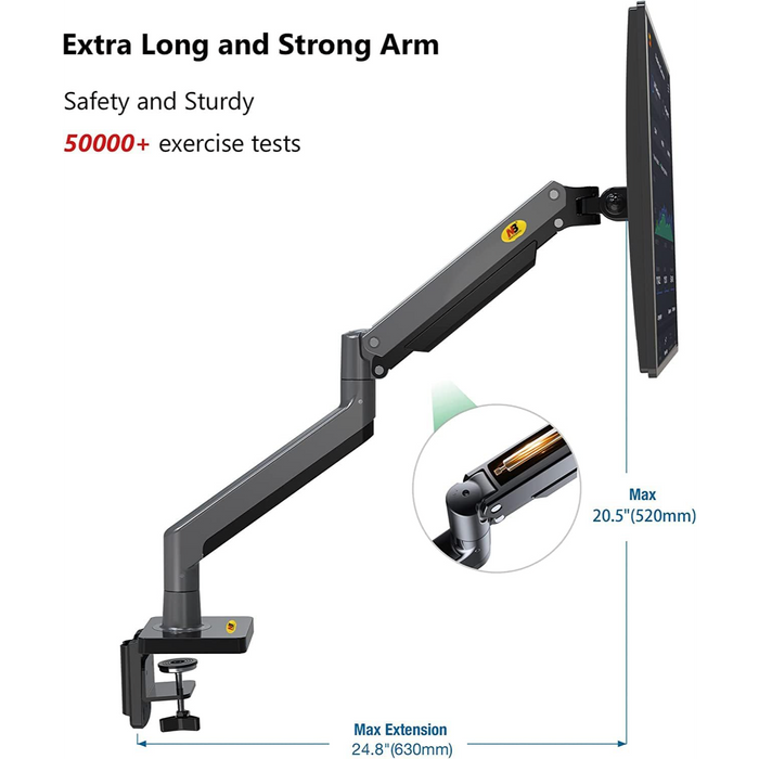NB North Bayou Dual Monitor Gas Spring Desk Mount – For 22” to 32” Monitors  – Gunmetal Grey