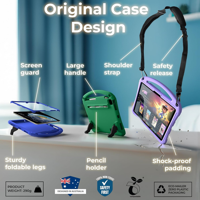 Space Suit Rugged Kids Case for iPad Air 11 M2/M3 (2025), Pro 11 M4 (2024), iPad 10th Generation, Case for Kids with Built-in Screen Protector