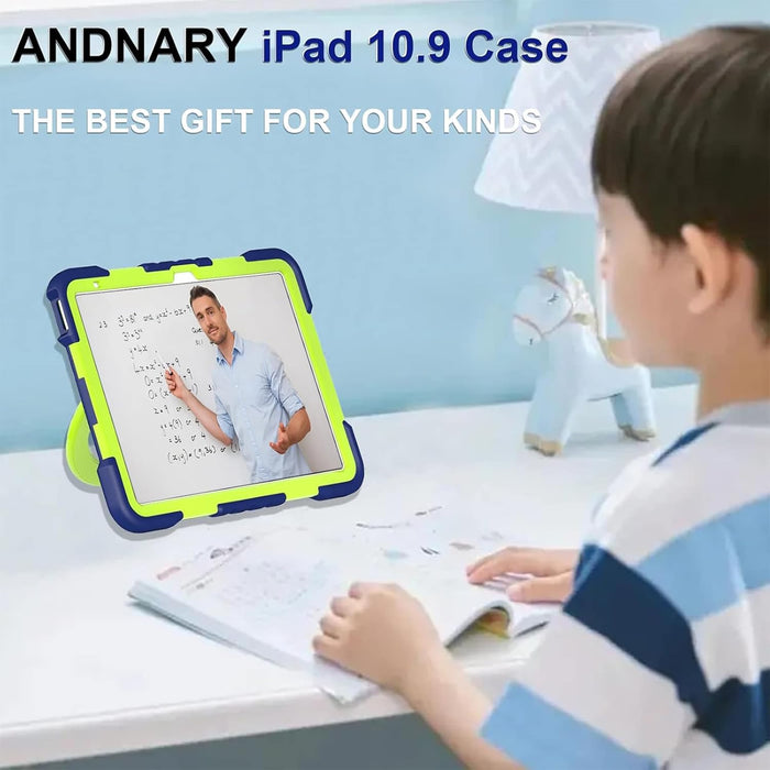 iPad 10th Generation Shockproof Rugged Protective Kids Case With 360° Rotating Stand for 10.9 Inch