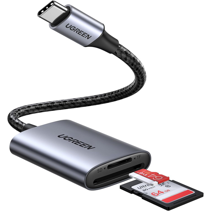 UGREEN USB-C Dual-Slot SD & microSD Card Reader – Aluminium (Space Grey) Macfixit Australia