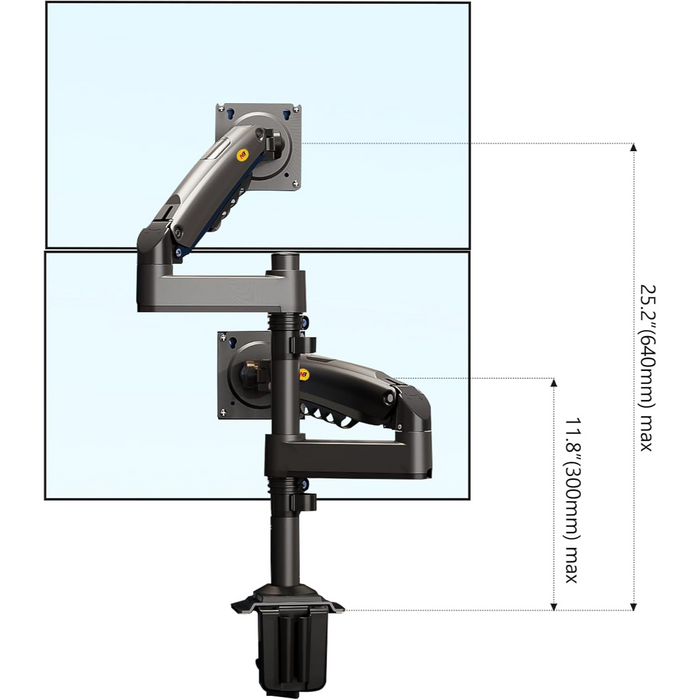 NB North Bayou H180 Dual Monitor Gas Spring Desk Mount – For 17" to 27" Monitors (2kg–9kg per Arm)