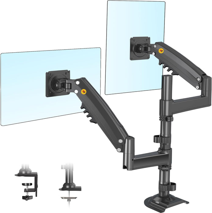 NB North Bayou H180 Dual Monitor Gas Spring Desk Mount – For 17" to 27" Monitors (2kg–9kg per Arm)