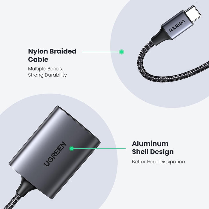 UGREEN USB-C Dual-Slot SD & microSD Card Reader – Aluminium (Space Grey) Macfixit Australia