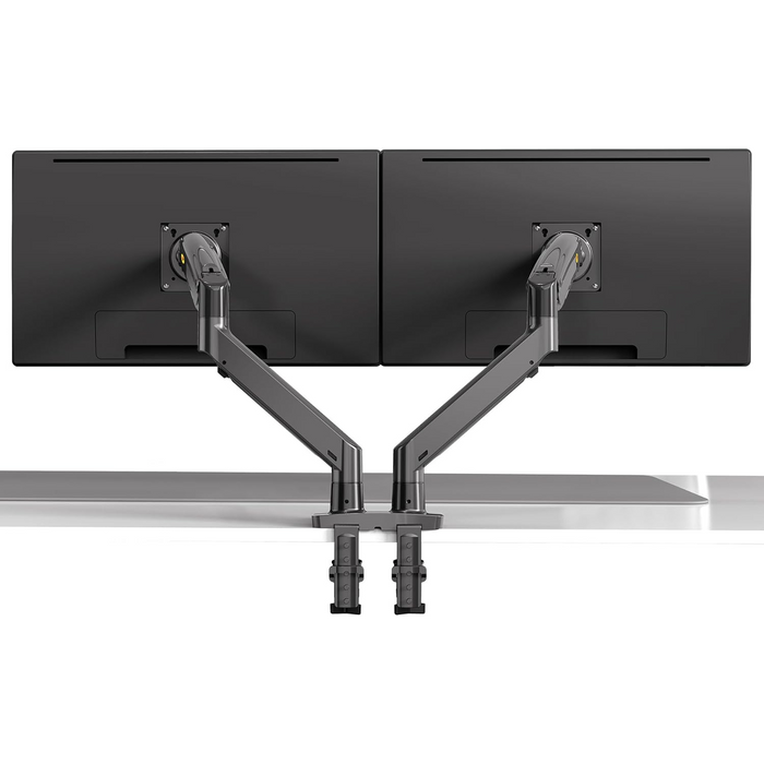 NB North Bayou G75 Dual Monitor Gas Spring Desk Mount – For 22” to 32” Monitors (3–12kg per Arm) – Gunmetal Grey