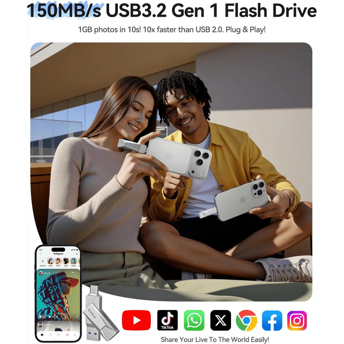 64GB ORICO Dual Connector USB 3.2 Drive - Multi - Device Support for Mobile & PC - Macfixit Australia