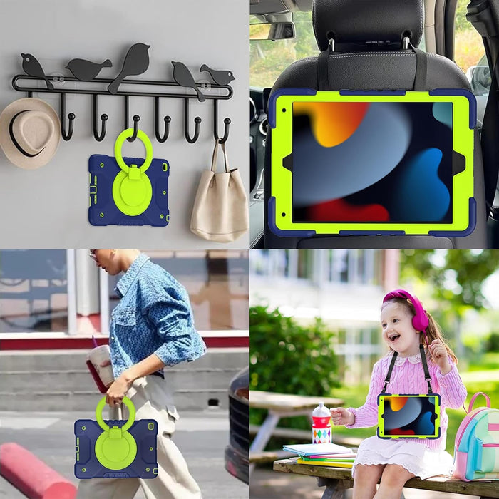 Heavy Duty Rotating iPad Case with Handle, Strap & Pen Holder (iPad 7th–9th Gen)