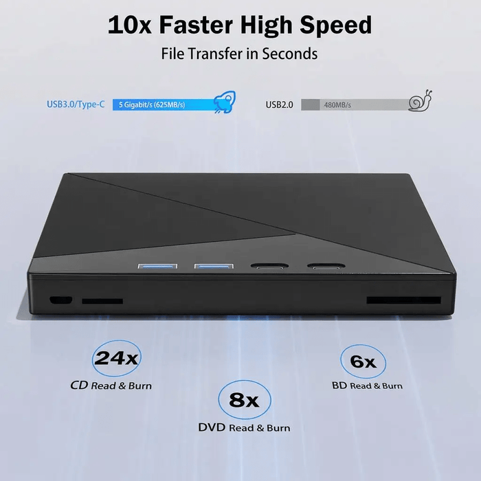 7-in-1 External 4K UHD Blu-ray Writer & Multi-Card Reader Hub (USB 3.0 & Type-C) - Macfixit Australia