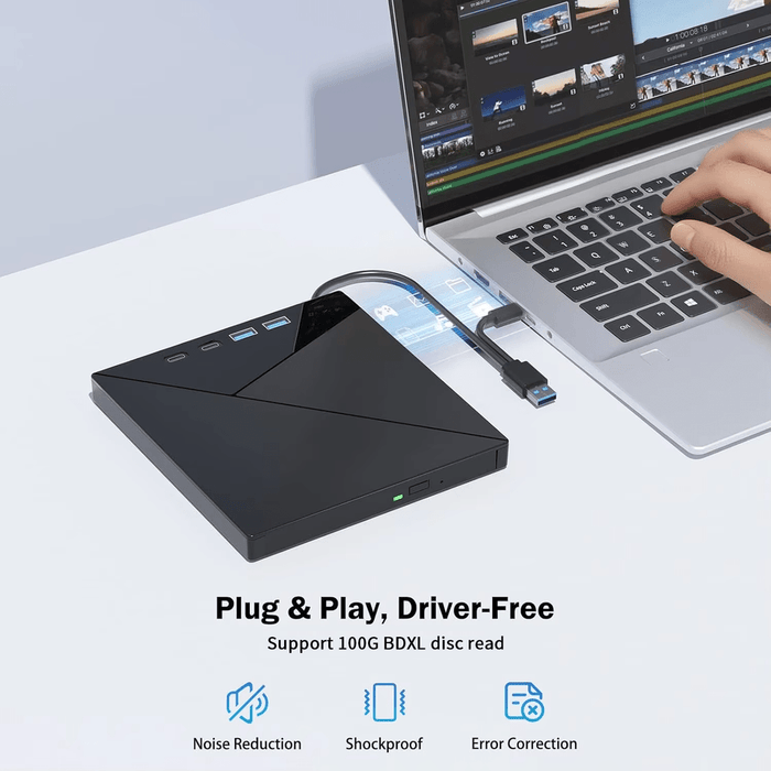 7-in-1 External 4K UHD Blu-ray Writer & Multi-Card Reader Hub (USB 3.0 & Type-C) - Macfixit Australia
