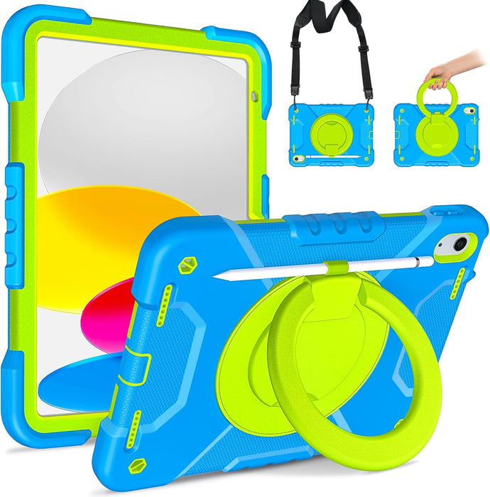 iPad 10th Generation Shockproof Rugged Protective Kids Case With 360° Rotating Stand for 10.9 Inch