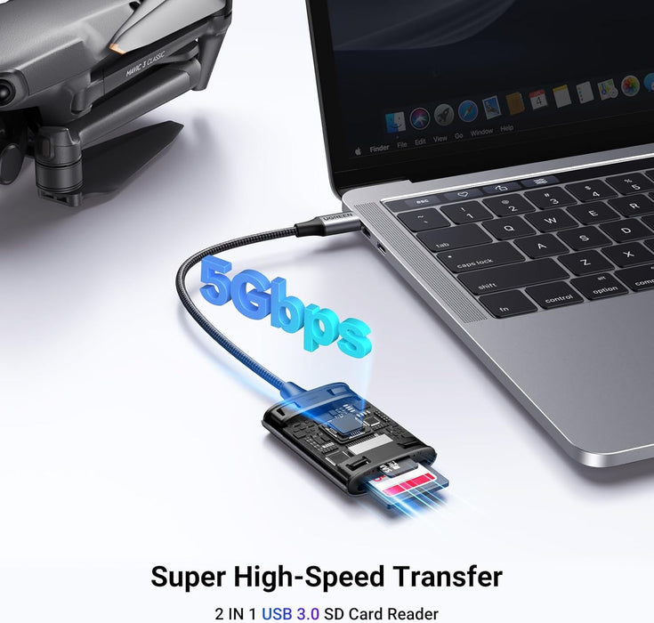 UGREEN USB-C Dual-Slot SD & microSD Card Reader – Aluminium (Space Grey) Macfixit Australia
