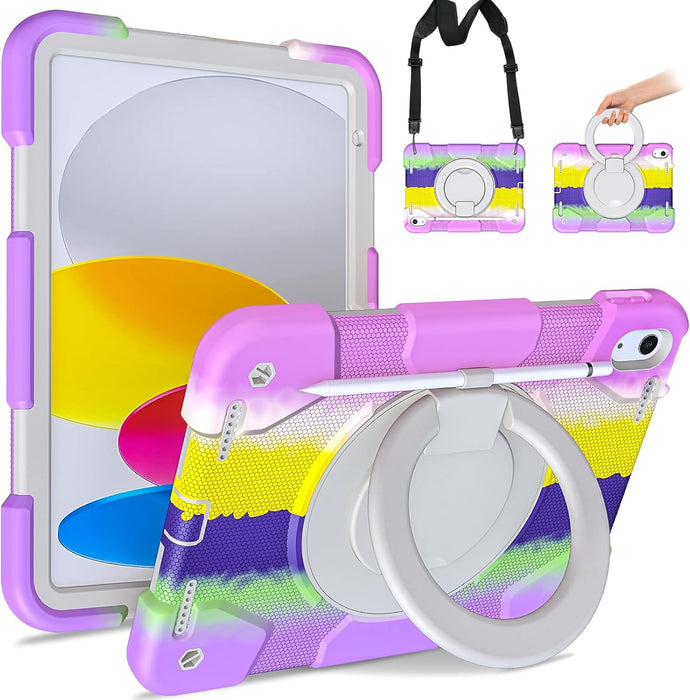 iPad 10th Generation Shockproof Rugged Protective Kids Case With 360° Rotating Stand for 10.9 Inch