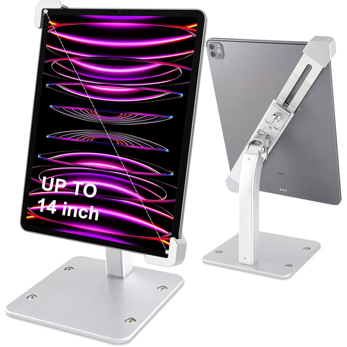 Anti-Theft Tablet Stand with Lock for 9–14” iPads & Tablets – Desk Mount