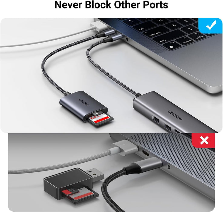 UGREEN USB-C Dual-Slot SD & microSD Card Reader – Aluminium (Space Grey) Macfixit Australia