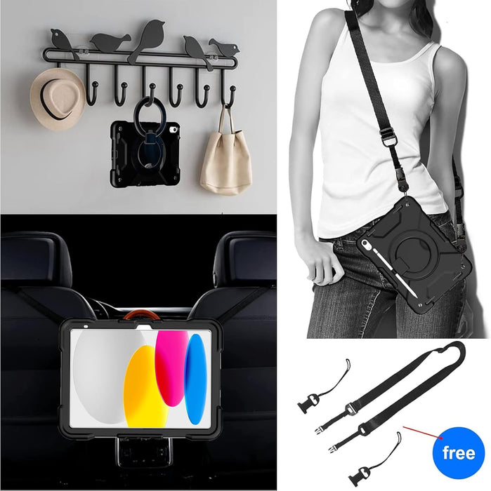 iPad 10th Generation Shockproof Rugged Protective Kids Case With 360° Rotating Stand for 10.9 Inch