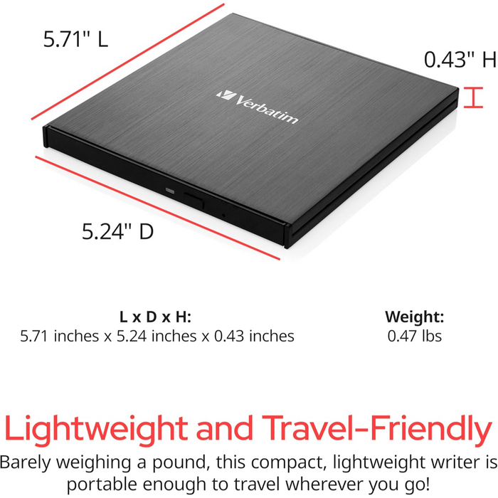 Verbatim Ultra HD 4K External Slimline Blu-ray Writer