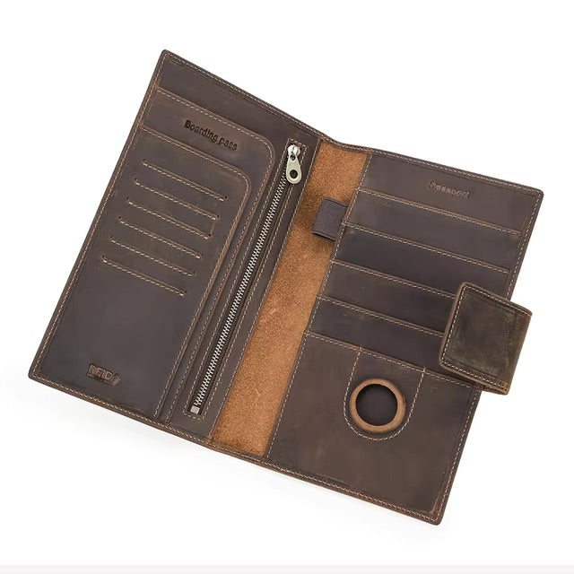 Family Passport Holder Wallet with AirTag Slot – Brown