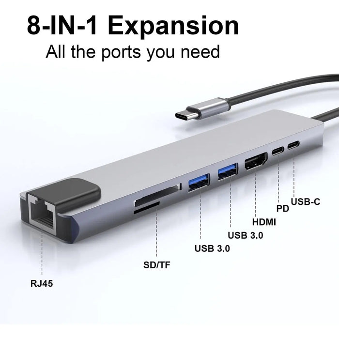 8 in 1 USB - C Hub Multiport Adapter - Macfixit Australia