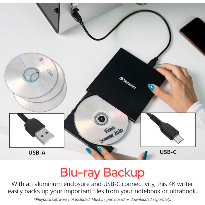 Verbatim Ultra HD 4K External Slimline Blu-ray Writer