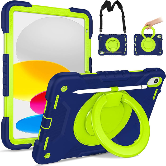 iPad 10th Generation Shockproof Rugged Protective Kids Case With 360° Rotating Stand for 10.9 Inch