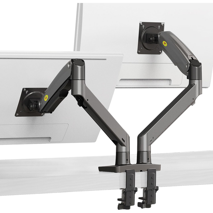NB North Bayou G75 Dual Monitor Gas Spring Desk Mount – For 22” to 32” Monitors (3–12kg per Arm) – Gunmetal Grey