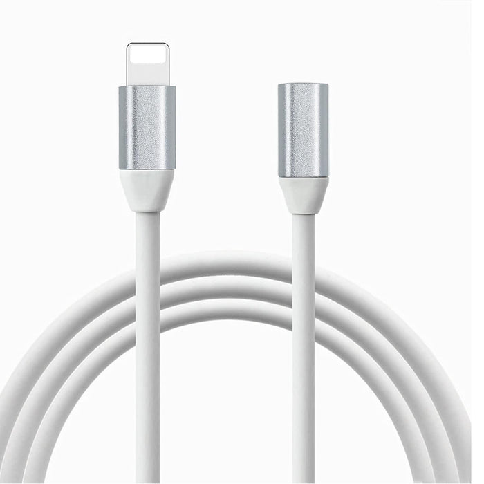 Lightning Extension Cable - 8 Pin Extender Dock Cable for all iPhone models - White - Video Audio Data and Charging - 90 cm