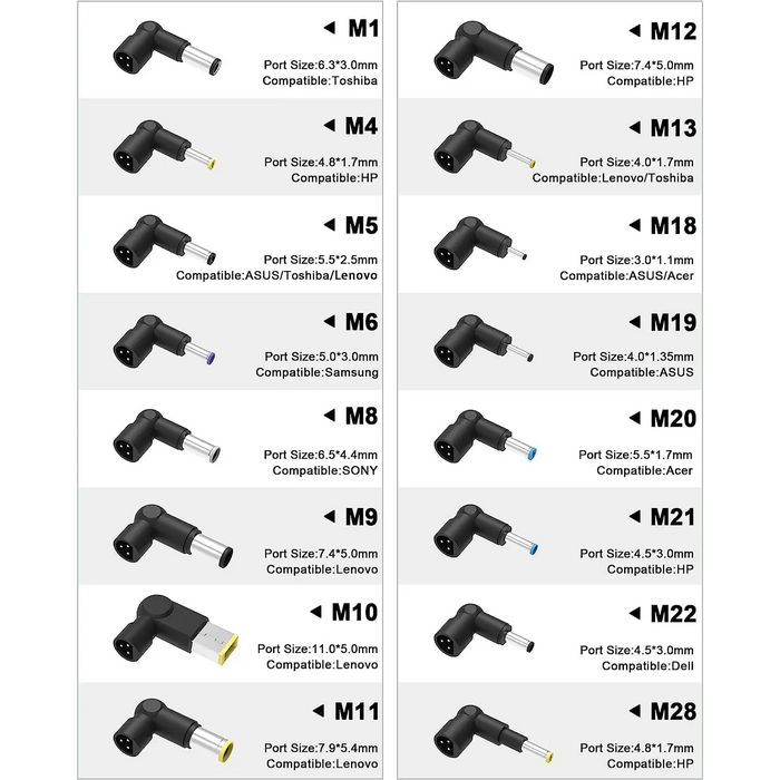 90W Universal Laptop Charger – Multi - Brand Power Adapter with 16 Tips - Macfixit Australia