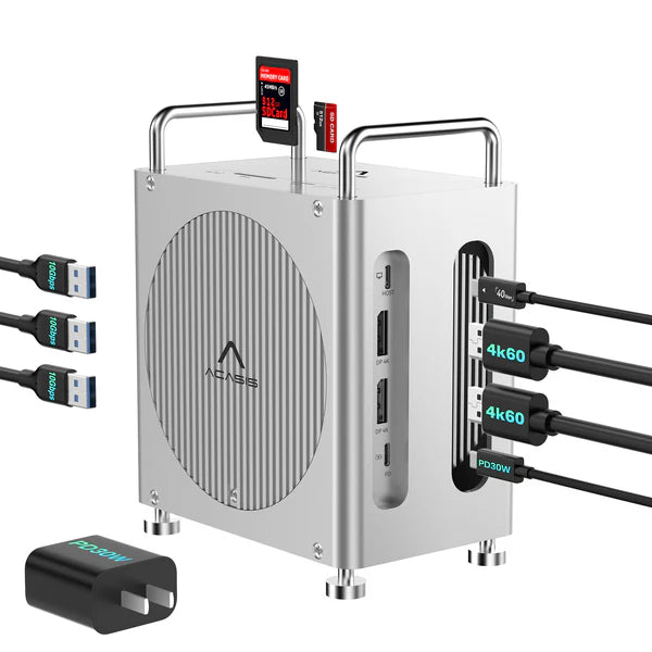 Acasis Mac mini M4 Workstation 8-in-1 Dual SSD 40Gbps Dock Hub